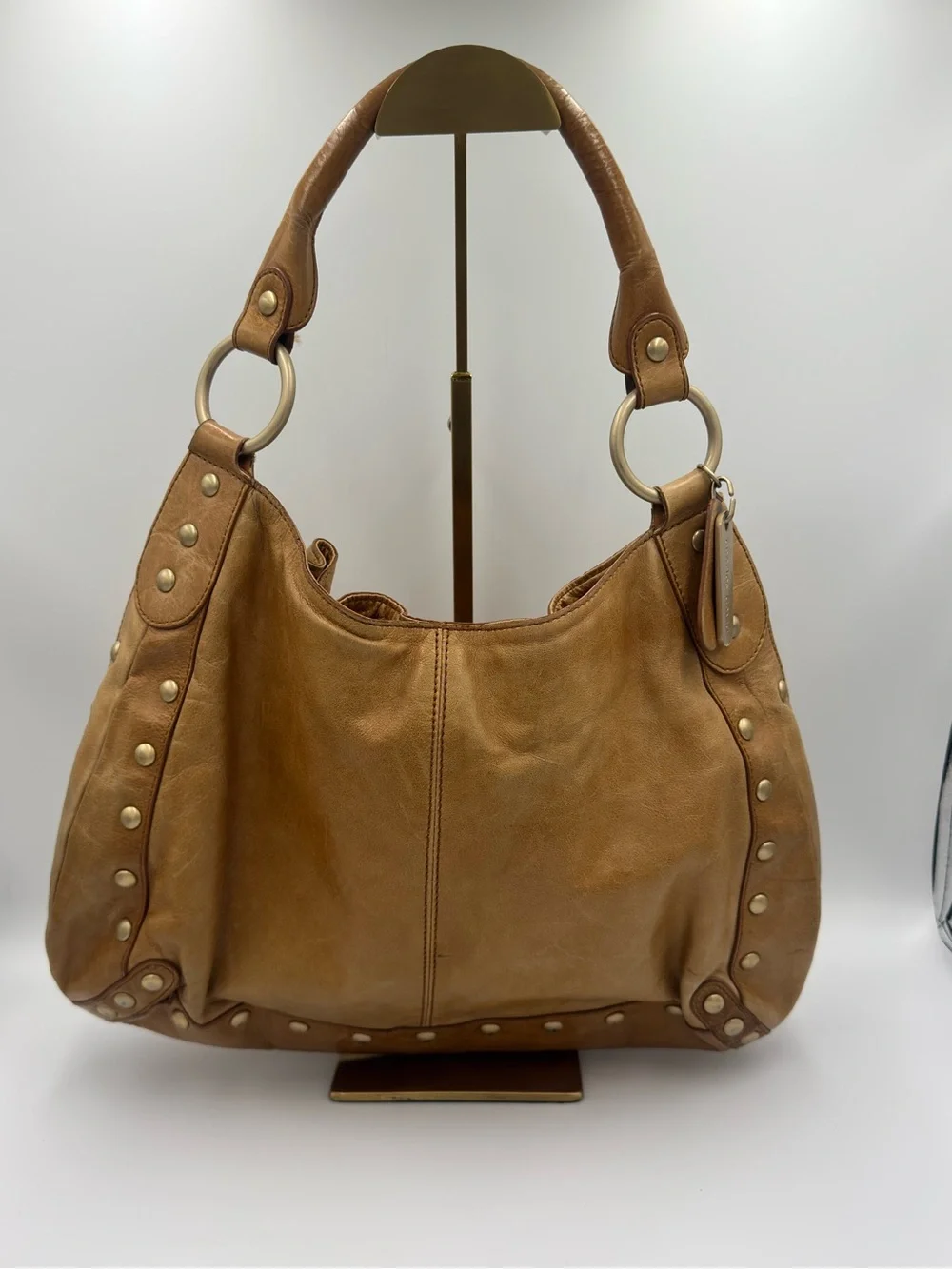 Charles David Tan Drawstring Hobo Shoulder Bag